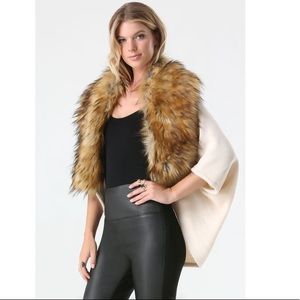 BEBE faux fur ruana